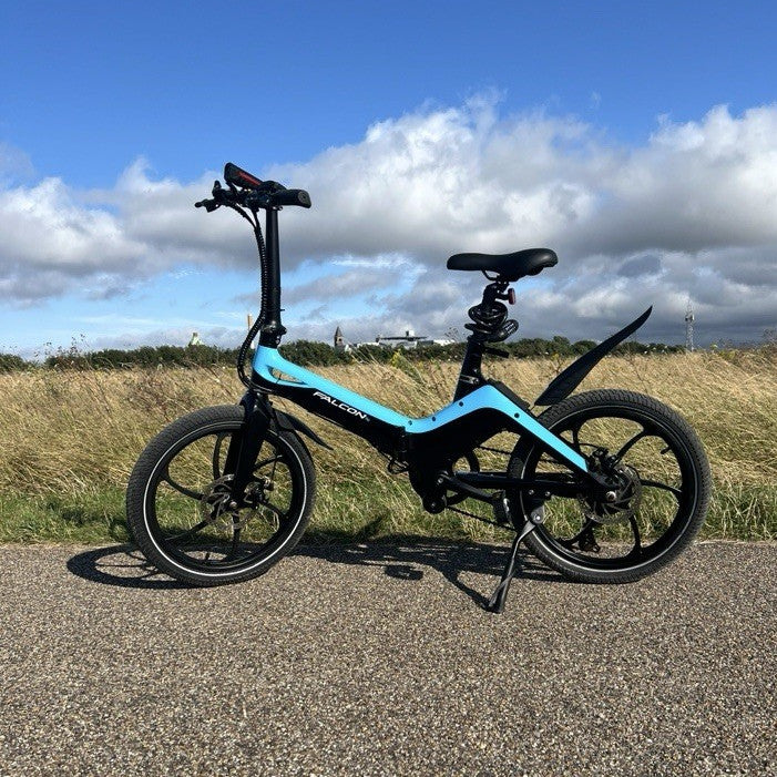 Falcon 20in City Bike Folding Bicycle Blue/Black Mudguards & Kickstand