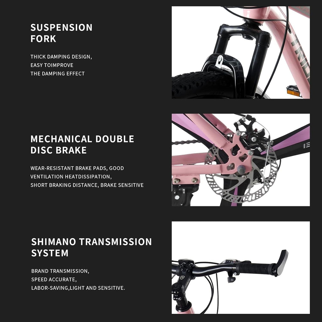 26" Foldable Mountain Bike 21-Speed Disc Brake MTB Dual Suspension Adult
