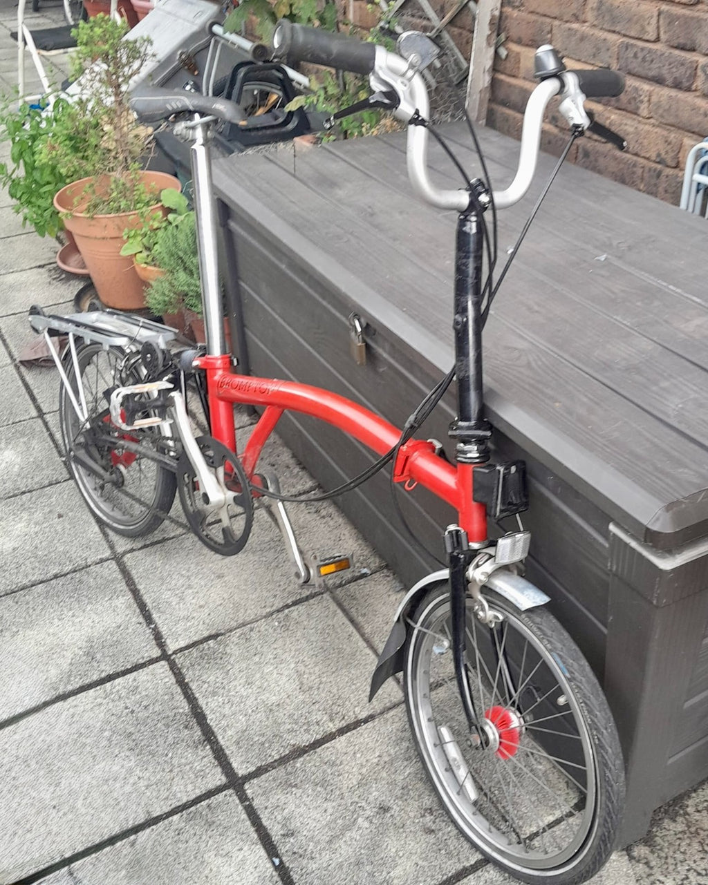 Brompton Mk II folding bike, 3-speed hub, marathon plus, w/ briefcase / cover