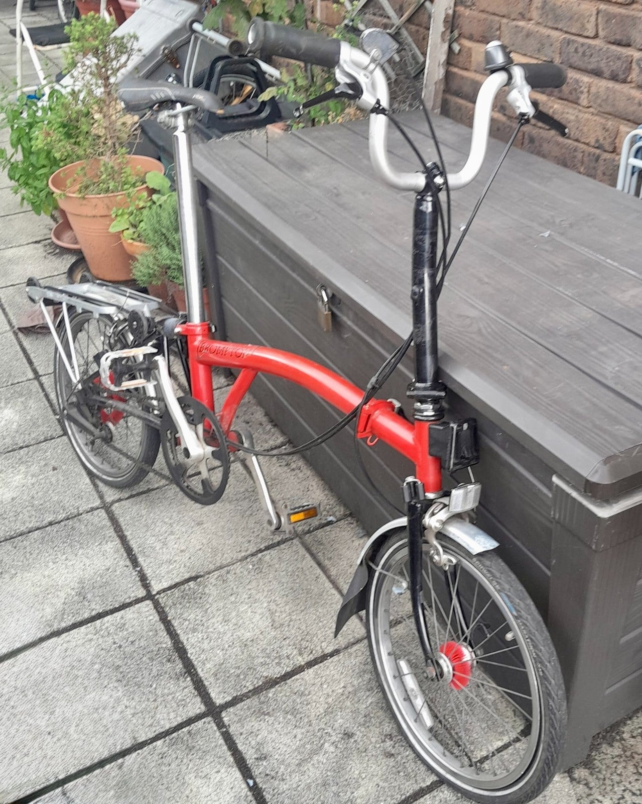 Brompton Mk II folding bike, 3-speed hub, marathon plus, w/ briefcase / cover
