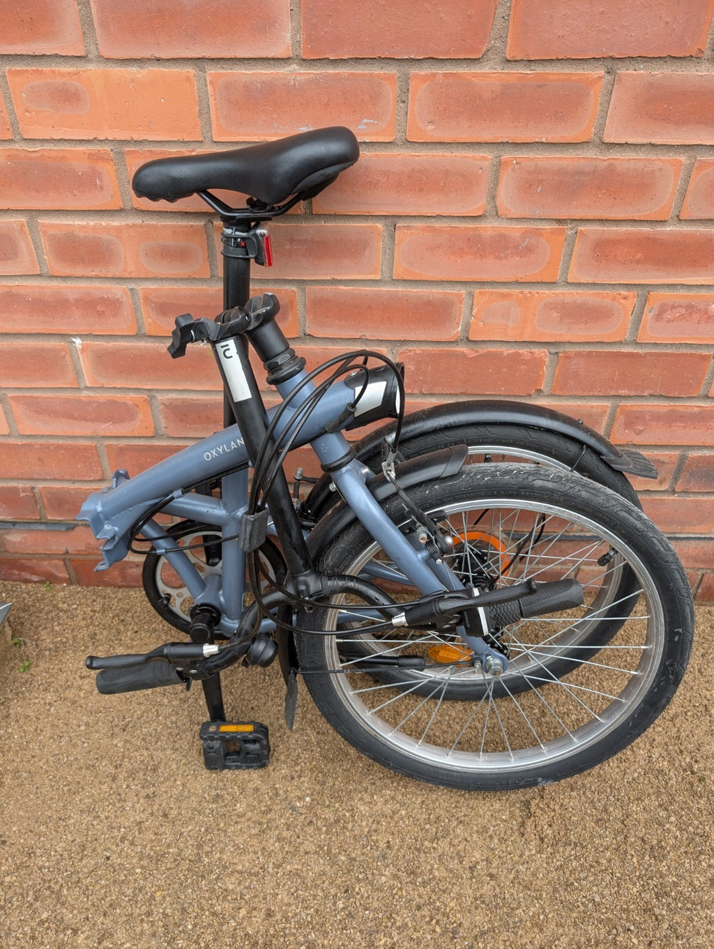 Oxylane Folding Bike Blue 6 Speed Commuter Bicycle