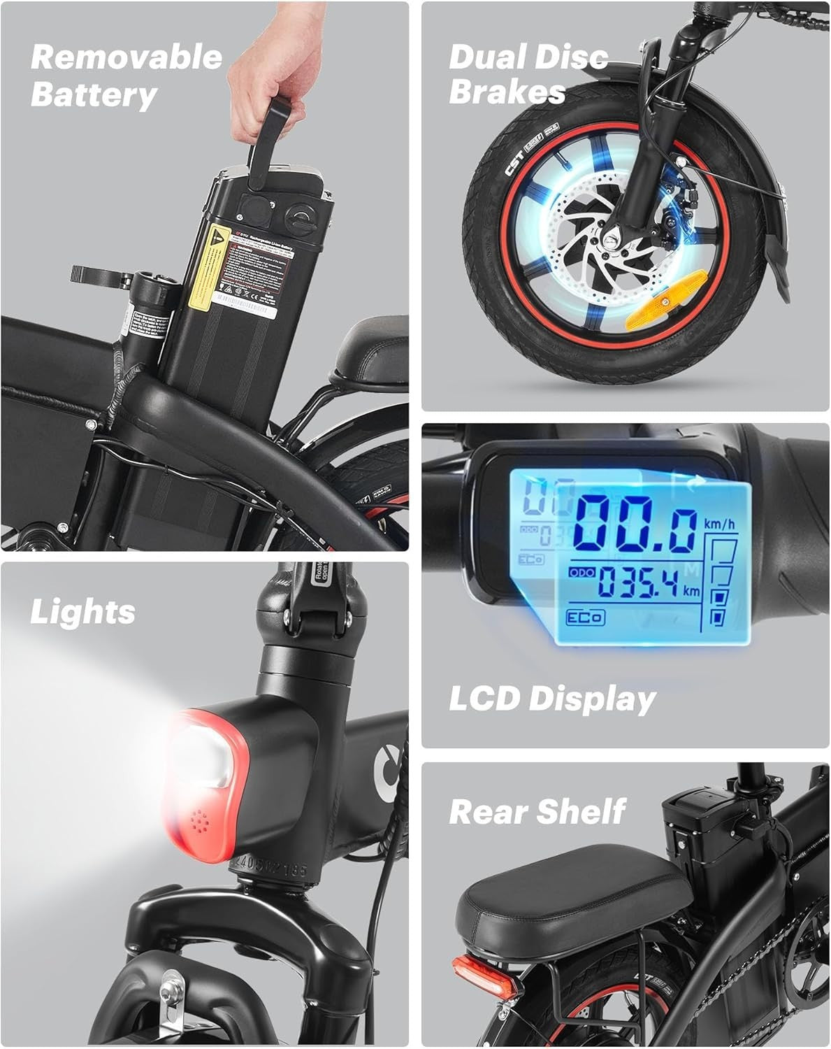 DYU A5 14" Portable Folding bike with LCD Display