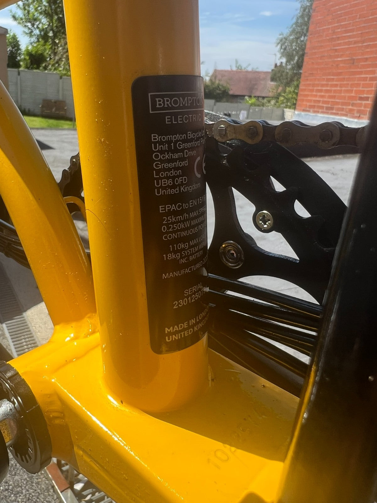 Brompton C Line 6 Speed Folding Bike Bumble bee yellow - 65 miles