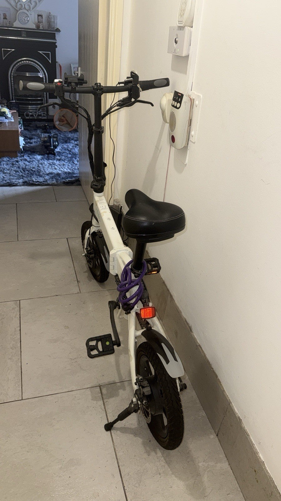 Fildo Folding Bike White/Black/Purple Flat Bar Handlebar with Kickstand