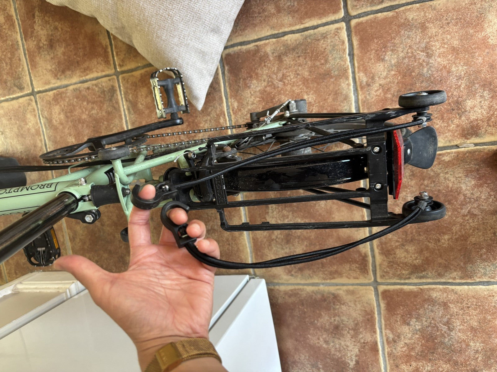 Brompton C Line Matcha Green Folding Bike. 2 Year Old Excellent Condition + Roll