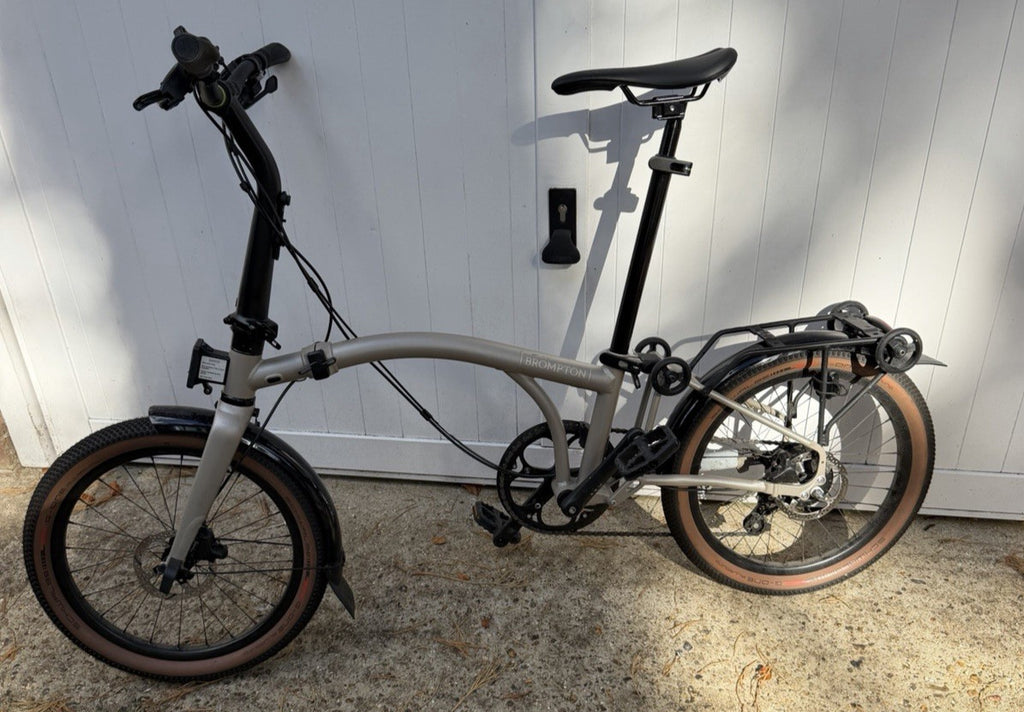Brompton G Line 8 Speed Folding Bicycle, Traildust White, Large, Brompton Extras
