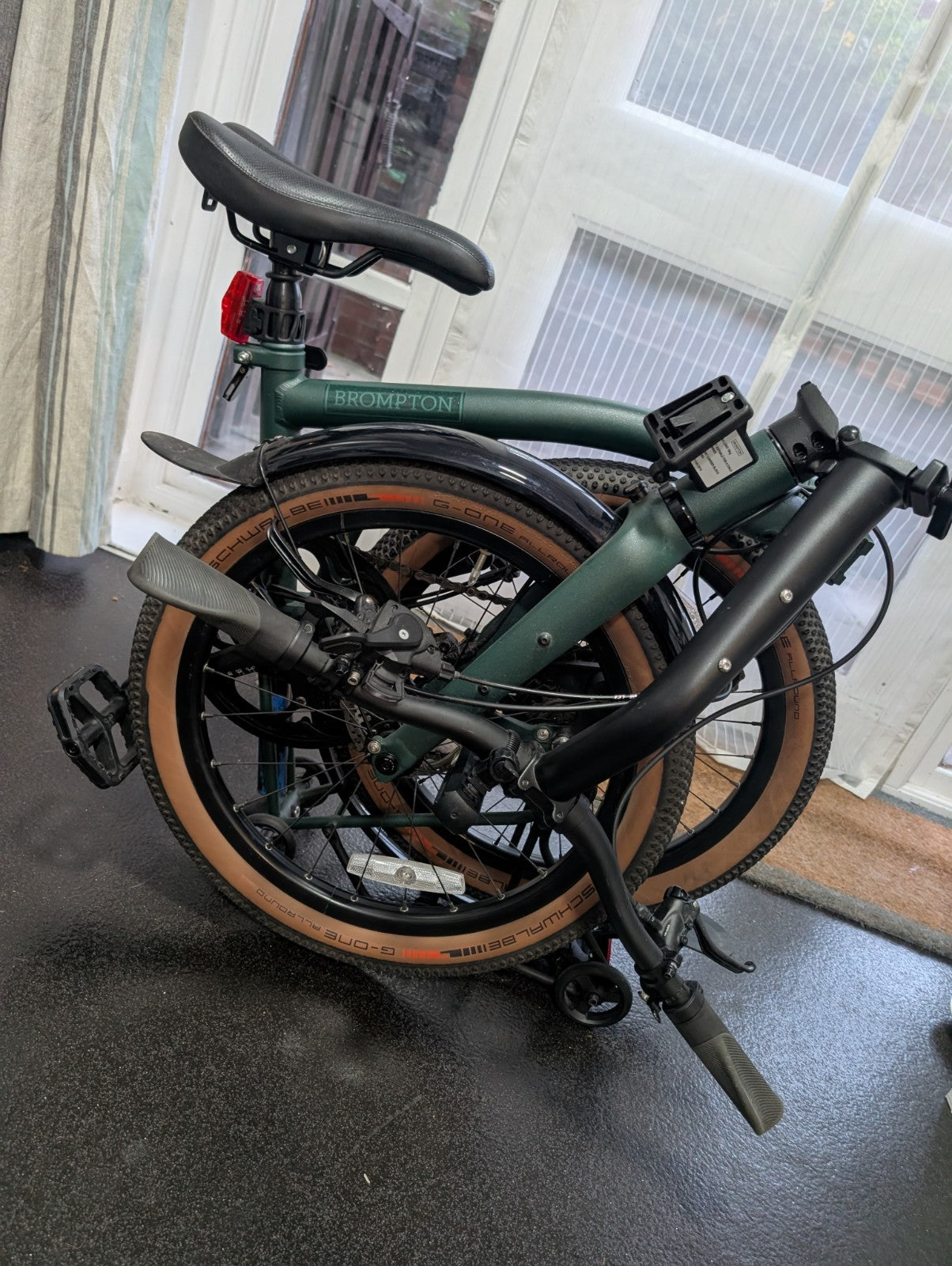 Brompton G Line with Optional Extras. 20" Rims, Green, 8-Speed, Rack, Mudguards