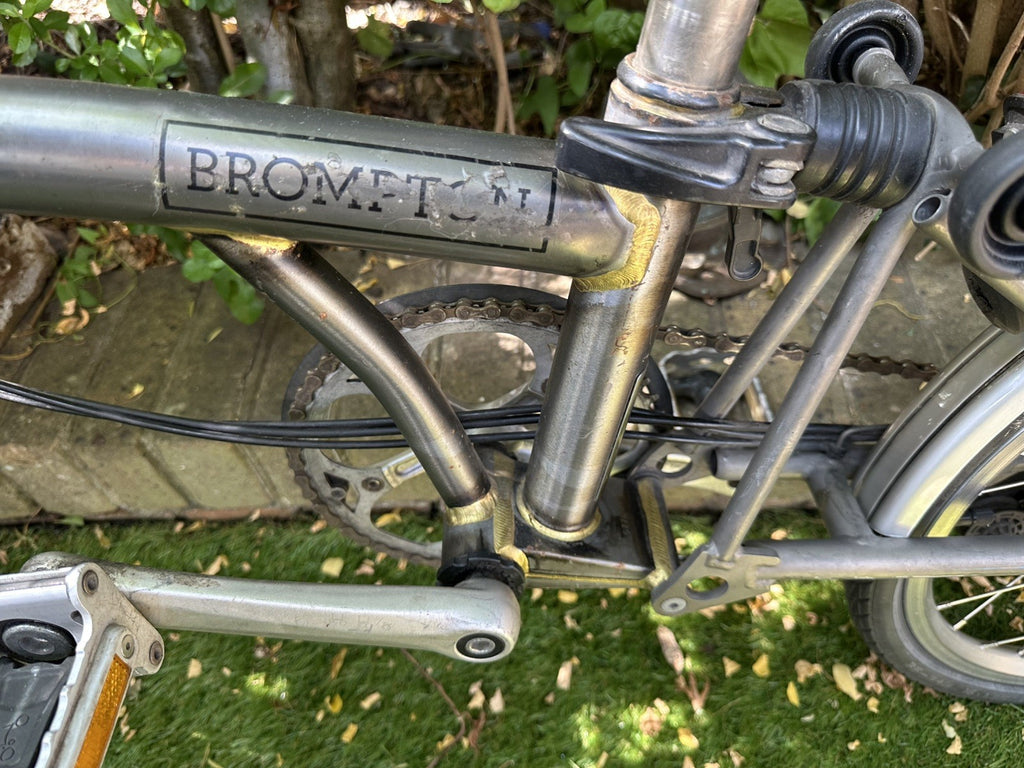 Brompton Folding Bike P-Line Super light Titanium 6 Speed in raw lacquer