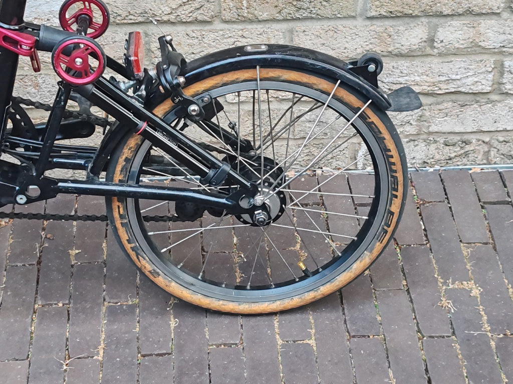 Brompton Elec M6L 6 Speed Folding Black Custom Schwalbe Kojak Tanwall