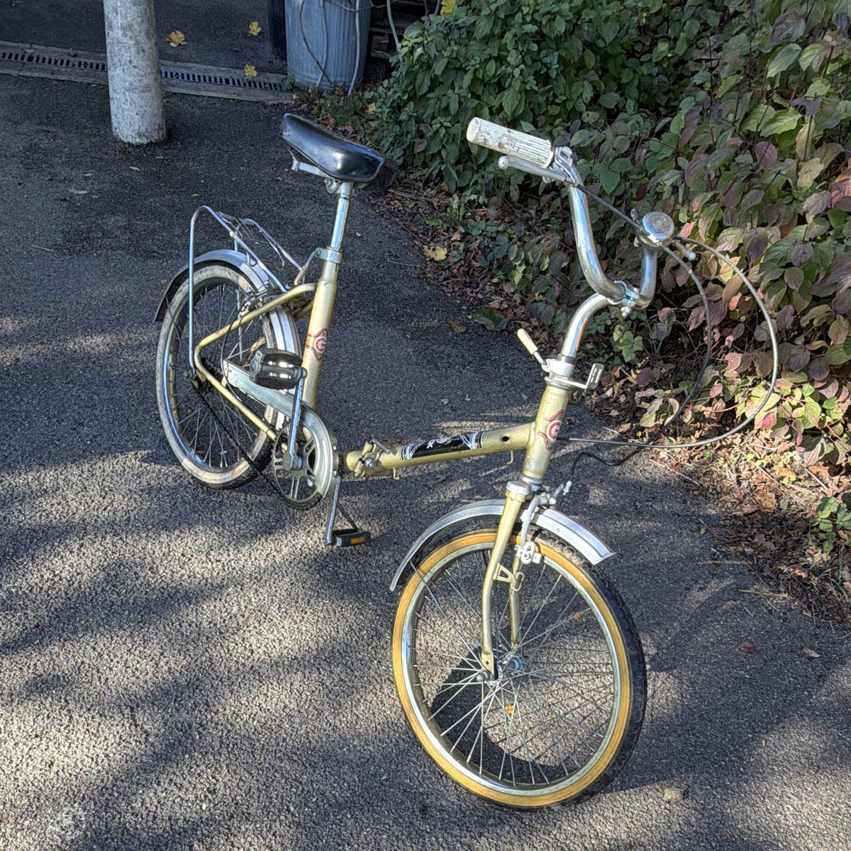 SPRICK 20in Unisex Folding Bike Gold/Silver Steel, Rear Rack Reflectors