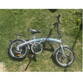 Bioteam Folding Bike 16" Silver Blue Steel 6 Speed Rear Rack Mudguards Kickstand