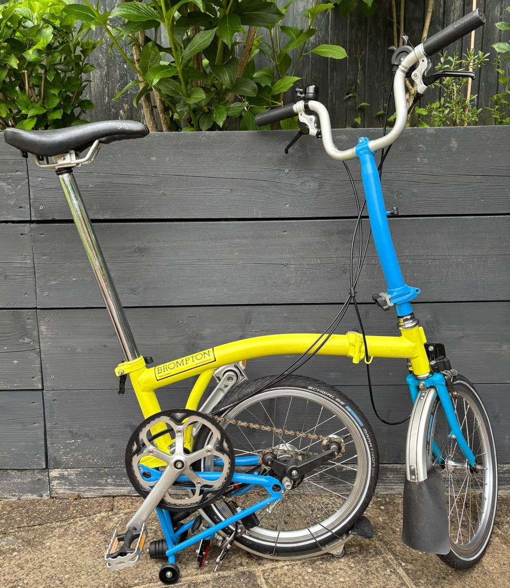 Brompton H3L Folding Bike 3 Speed C Line in Yellow / Blue