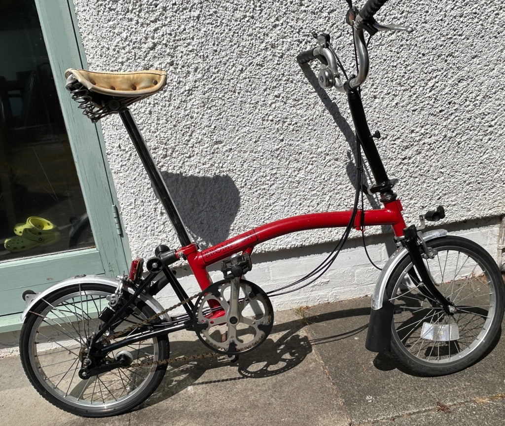 Brompton Folding Bike T5  Frame number 12616  colour red 1993