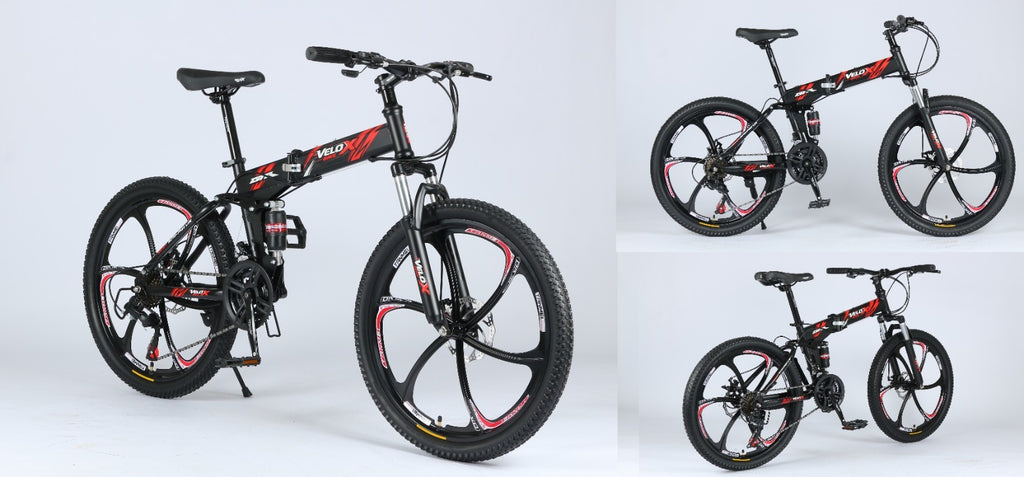 24"/26" Folding Mountain Bike – Full Suspension, Disc Brakes, Lightweight Frame