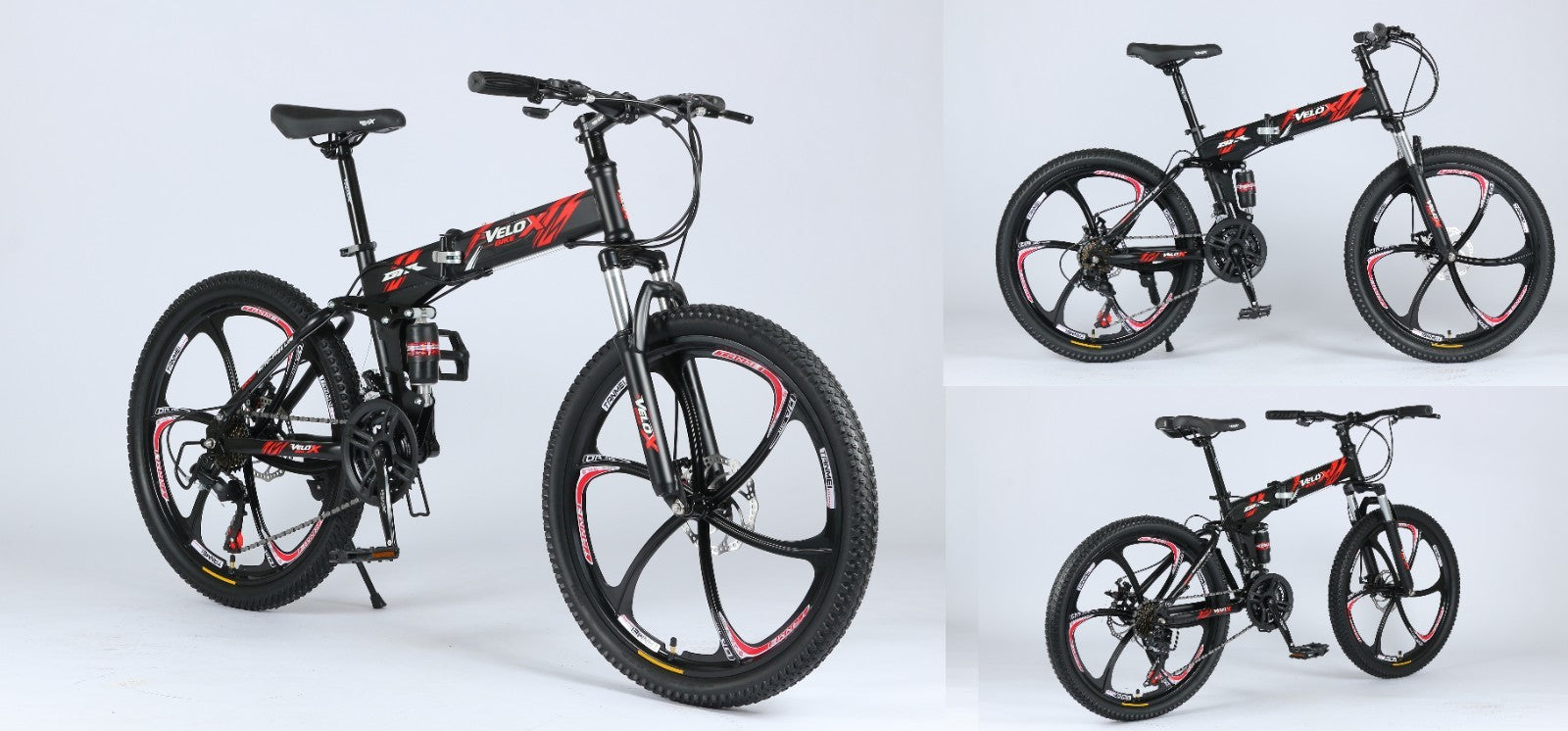24"/26" Folding Mountain Bike – Full Suspension, Disc Brakes, Lightweight Frame