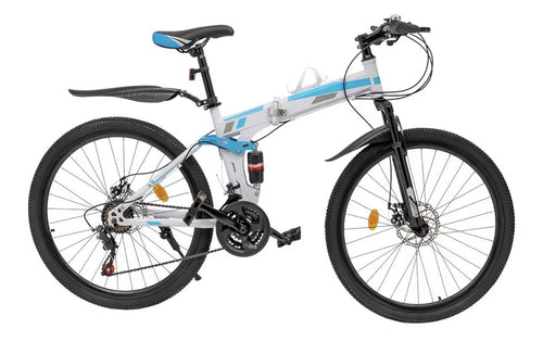 26" Folding Mountain Bike 21 Speed Men Bikes MTB Bicycle School Dual Disc Brake