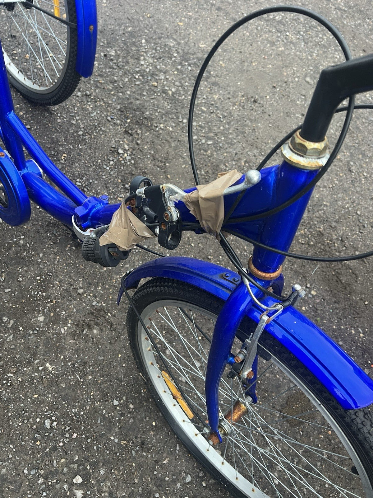 Adult Tricycle - Folding Trike - Blue - With Rear Basket - Needs Handlebars