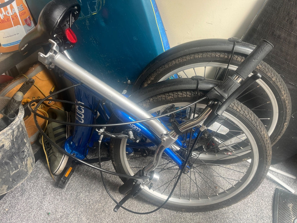 apollo tuck folding bike, blue, six-speed