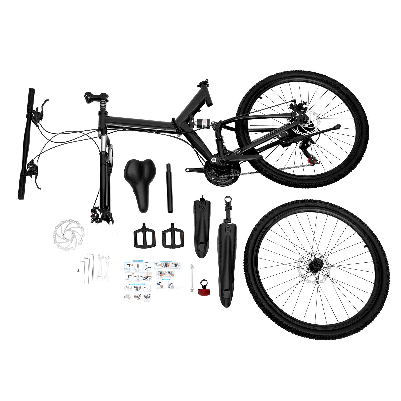 Folding Bikes Mens Mountain Bike Full Suspension Disc Brake Bicycle 26 inch New