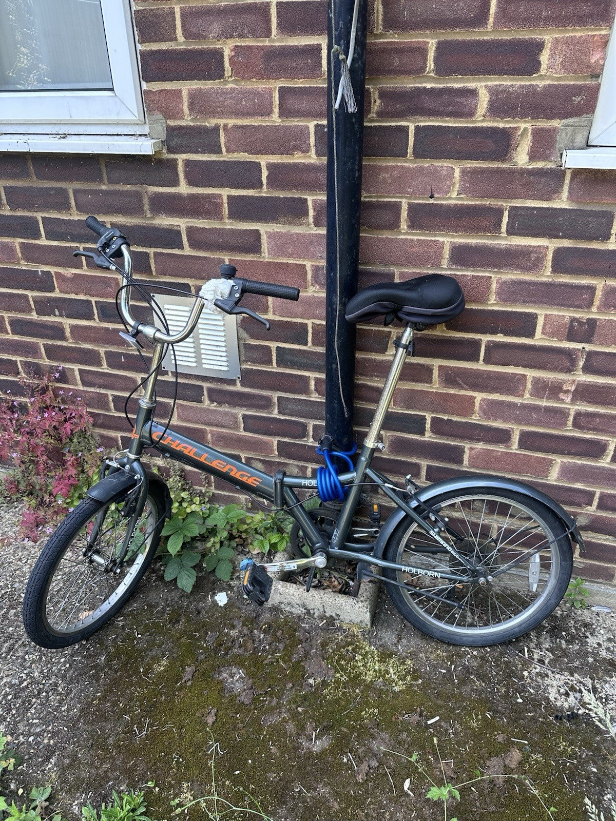 Challenge Holborn Folding Bike 20 in Grey/Orange BMX Bars V-Brakes Mudguards