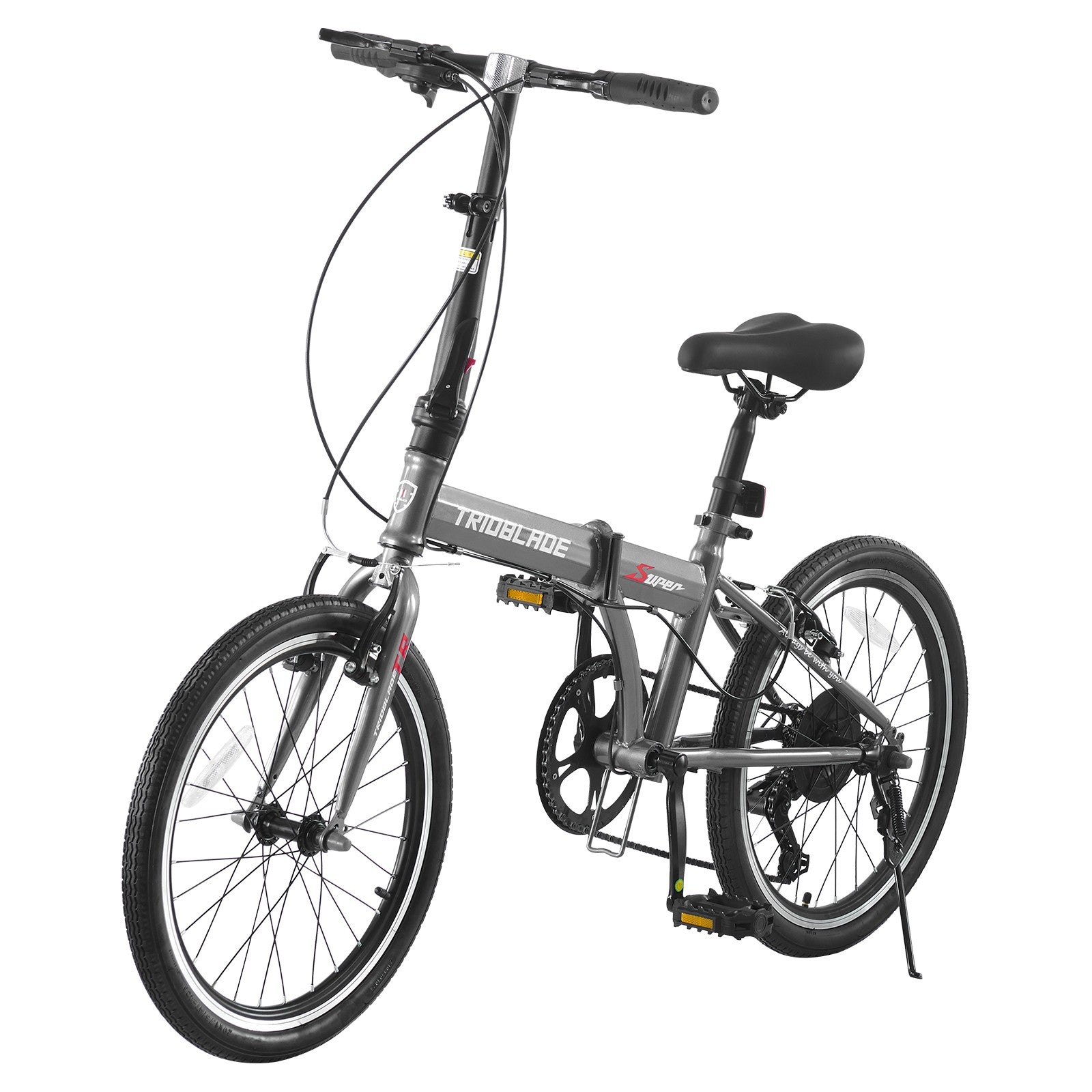 20 Inch Adult Folding Bicycle 7-speed Transmission System Folding Bicycle Grey