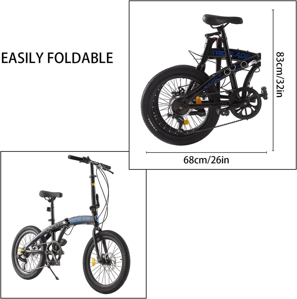 Folding Bicycle 20 Inch Bikes for Adults 7-Speed Variable Foldable City Bicycle