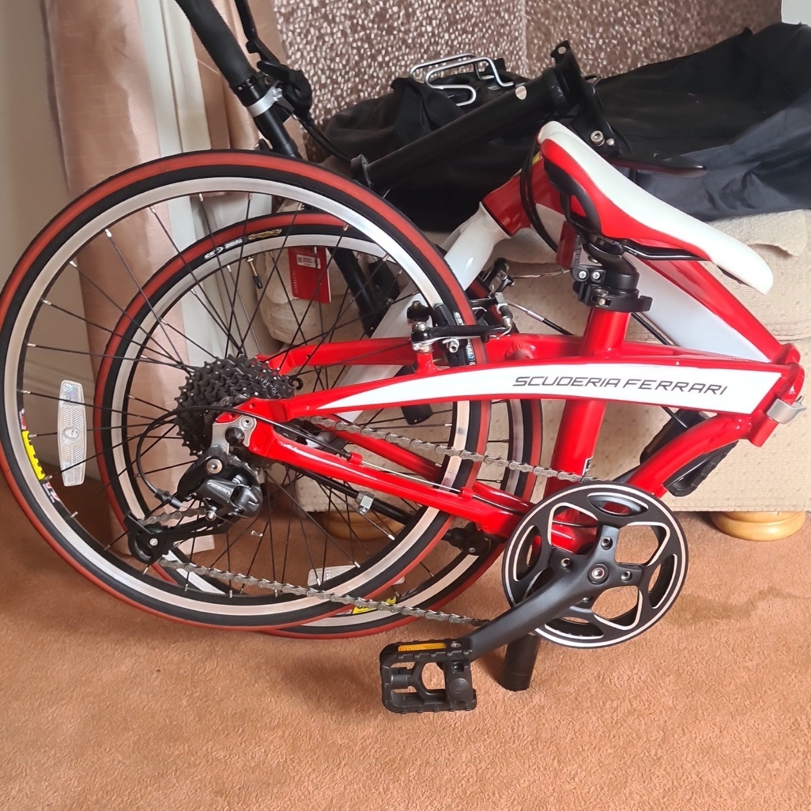Ferrari Folding Bike Frame Set, Red & White Bicycle Frame