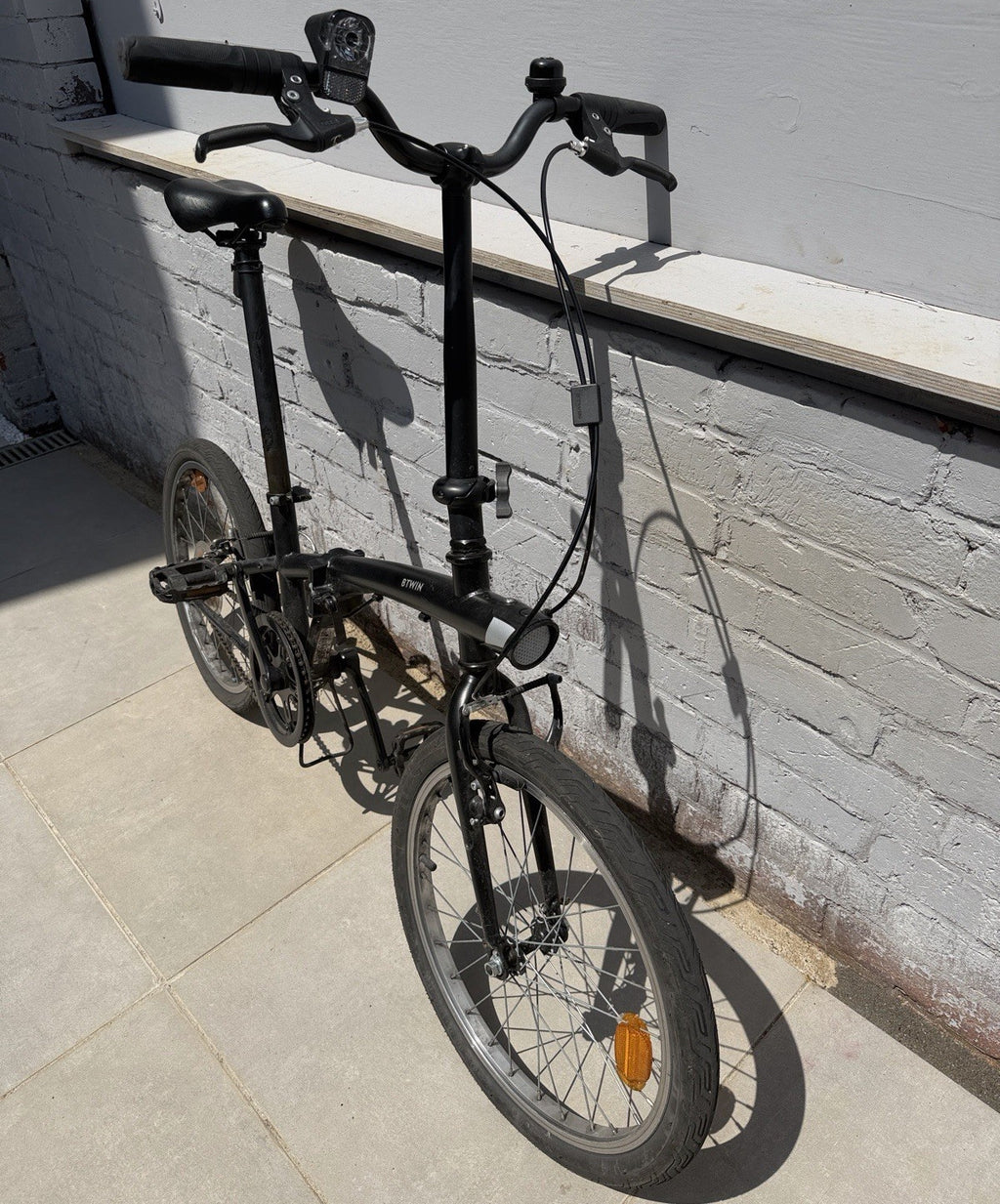 B'TWIN Folding Bike Black 20 in Wheels V-Brake, Bell & Reflectors