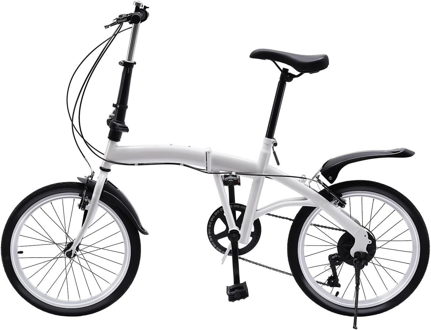 20" Folding Commuter Bike with 7-Speed Gears, Carbon Steel, Portable
