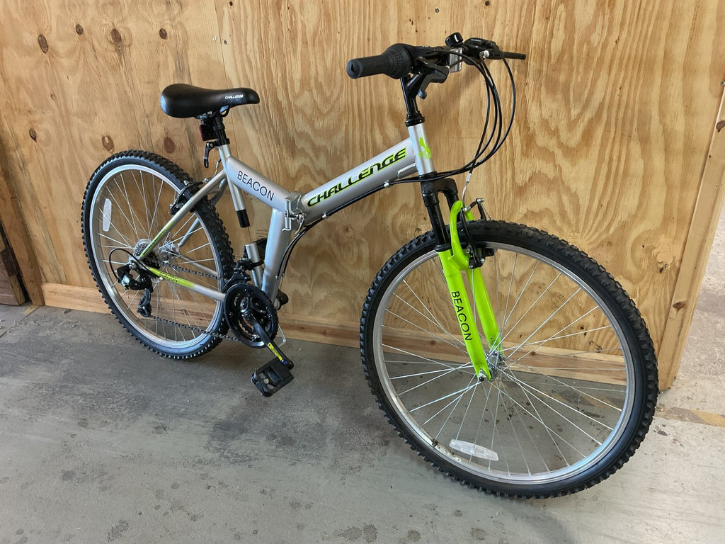Challenge Beacon Folding Mountain Bike Shimano Equipped Silver Green