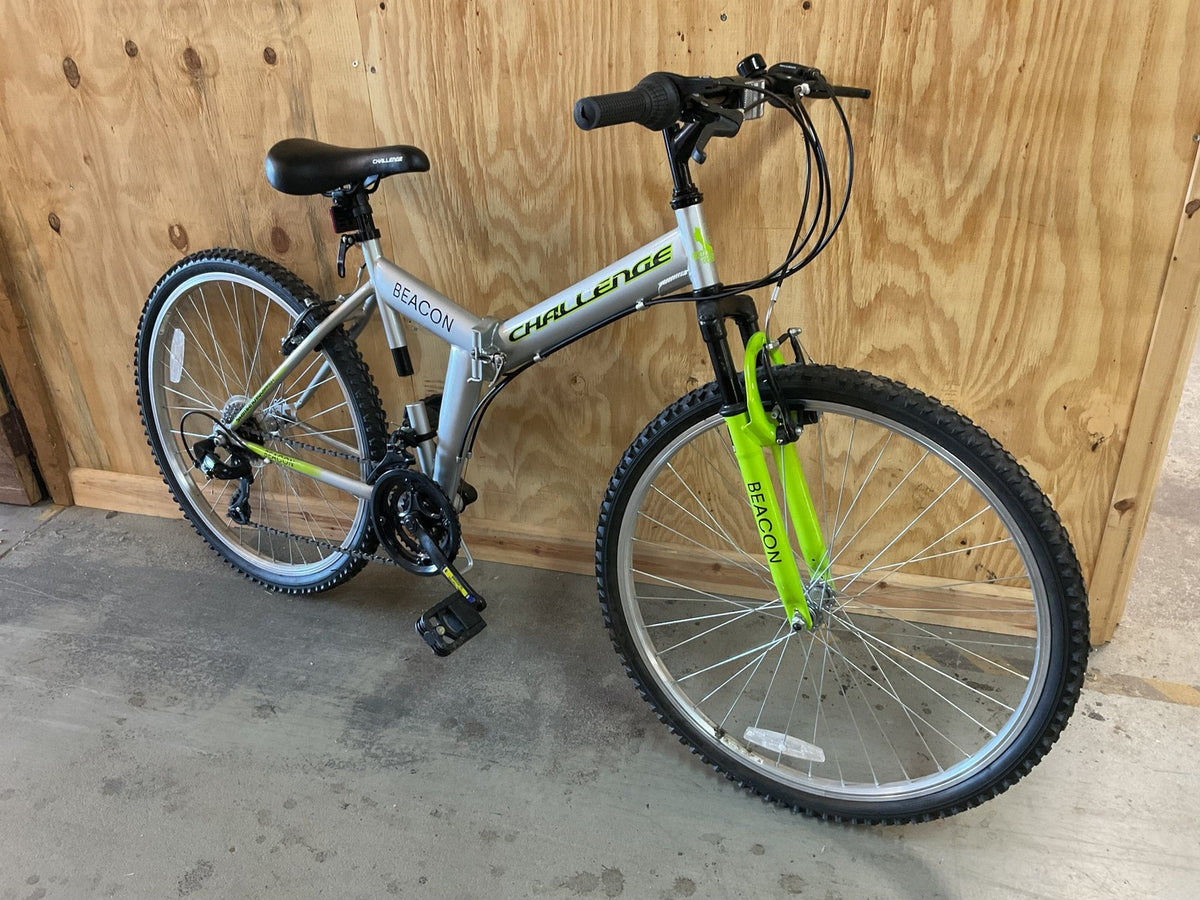 Challenge Beacon Folding Mountain Bike Shimano Equipped Silver Green