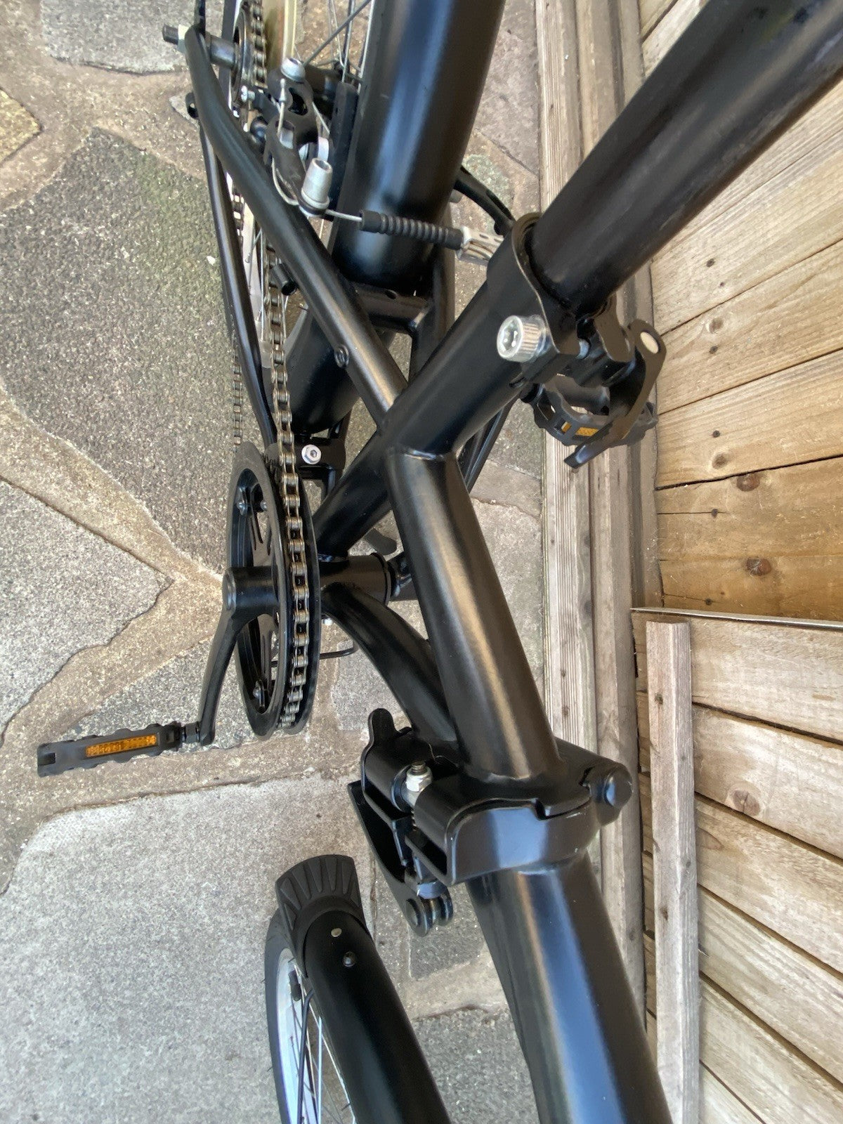 Oxylane Black Steel Folding Bicycle Single Speed Very Good Condition