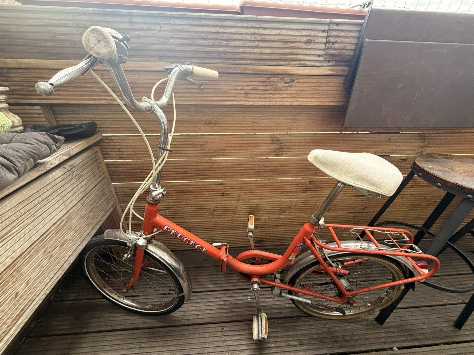 Peugeot Vintage Folding Bike Coral/Orange Frame