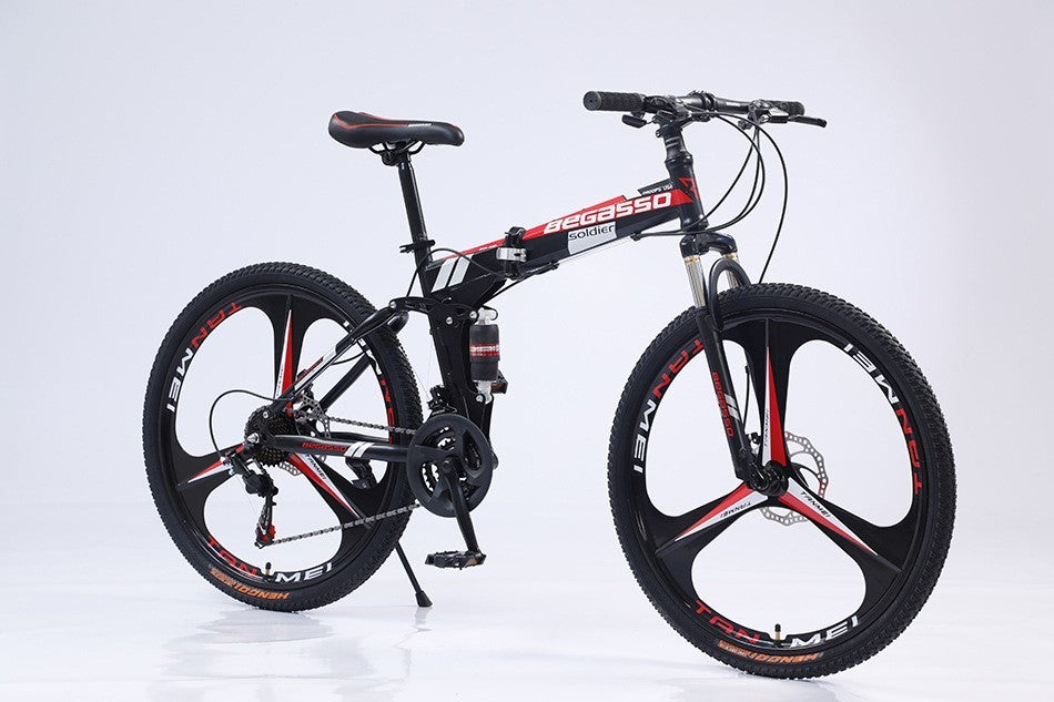 24 Inch Black Foldable Bike, 24 Speed, 3 Knives Rim, Front suspension 309-311
