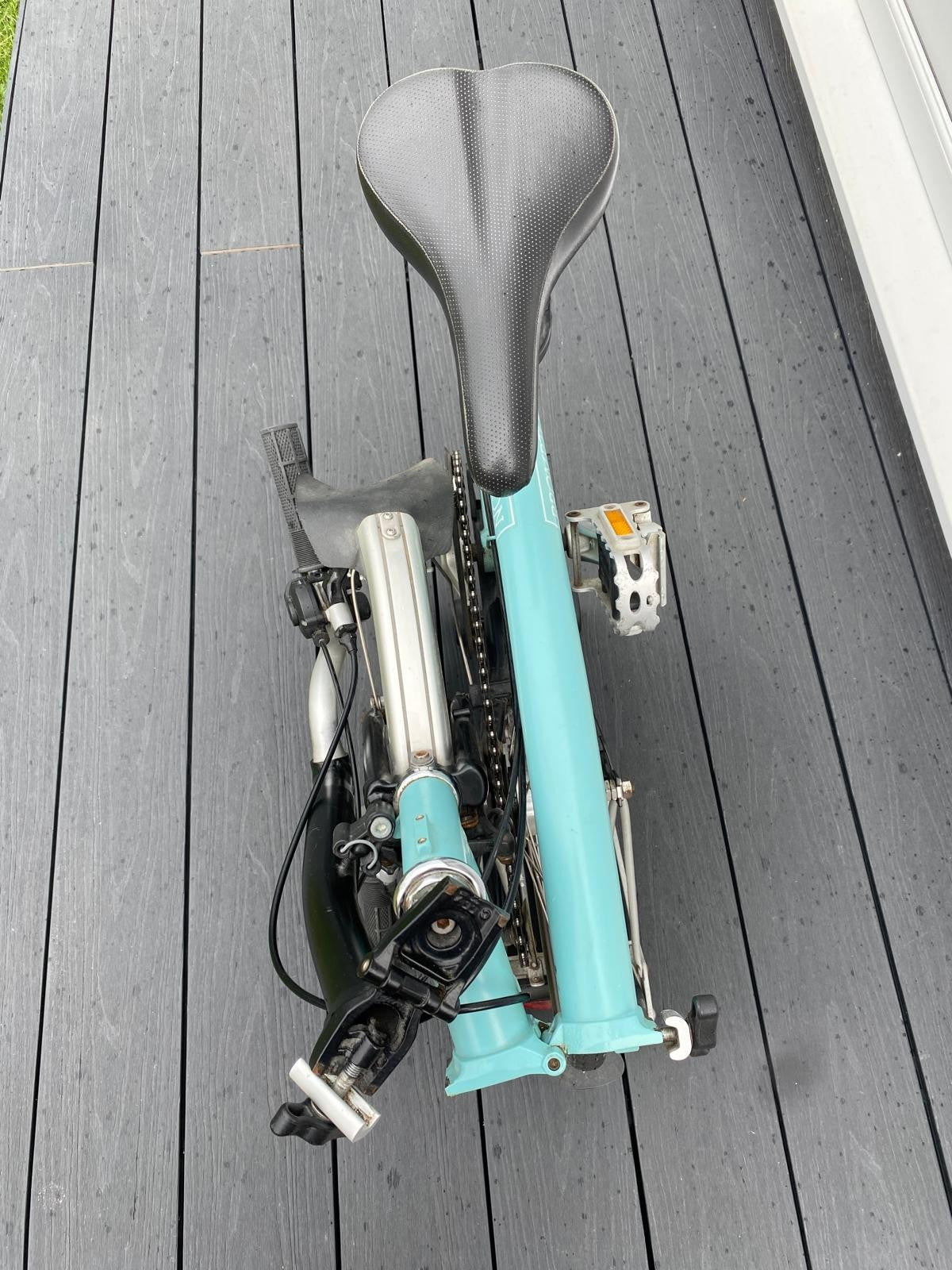 Brompton M3L.  Turkish Green and Black.  With Rear Luggage Rack