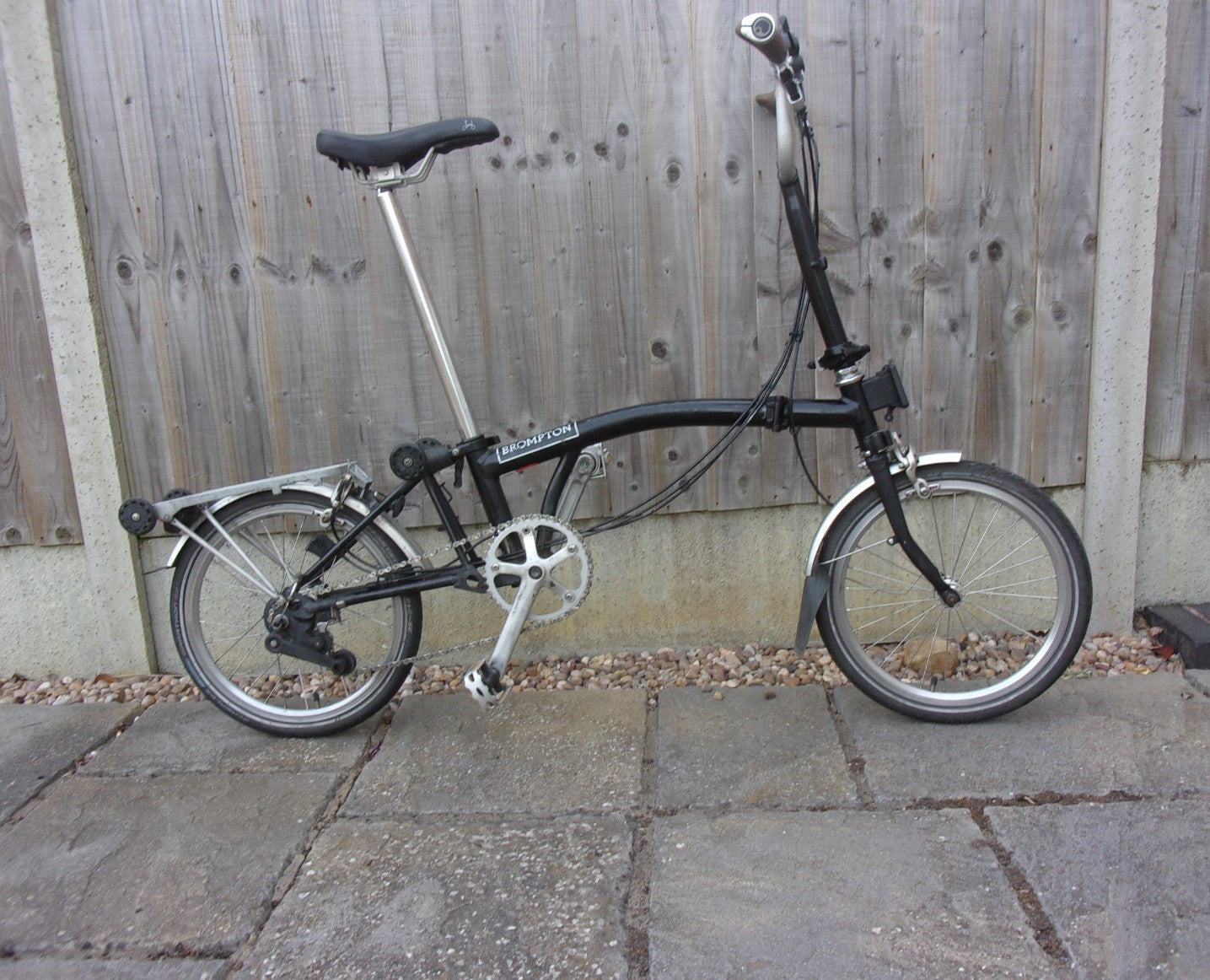 Brompton Folding Bike 16in Black/Silver with Rear Rack & Mudguards