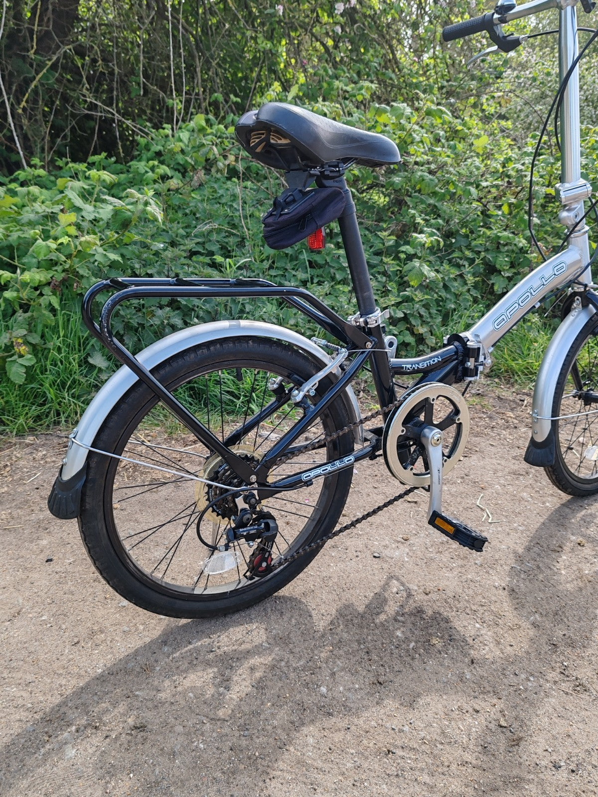 apollo transition folding bike 6 revoshift gears 20inch wheels adults unisex