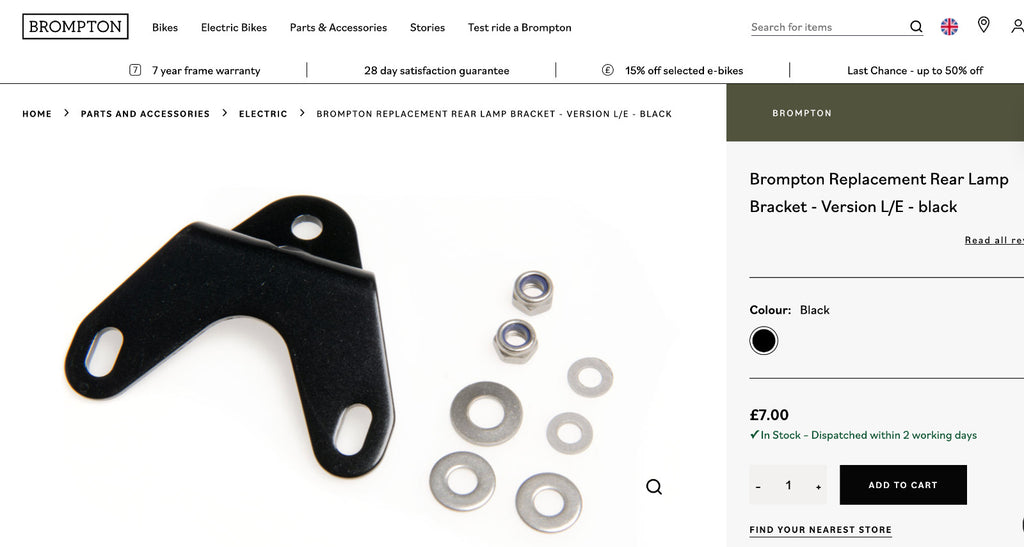 Brompton Front Retro LED Headlight & Rear Spanninga LED Reflector Light Bracket