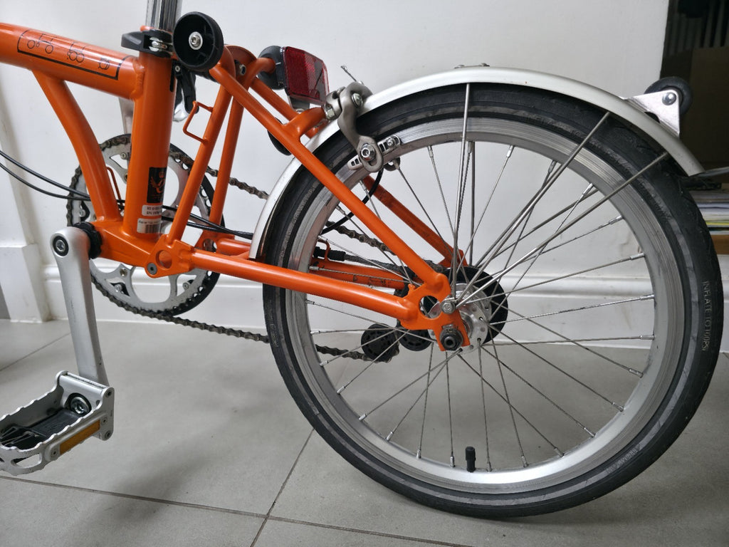 Brompton Folding Bike 2-Speed Orange Very Good Condition Fully Working
