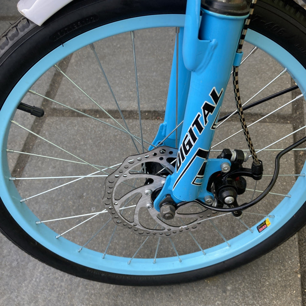 Digital Folding Blue Bike Carbon Steel 7 Speed Unisex Custom Design For UK