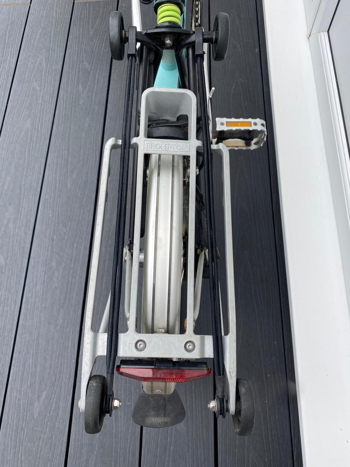Brompton M3L.  Turkish Green and Black.  With Rear Luggage Rack
