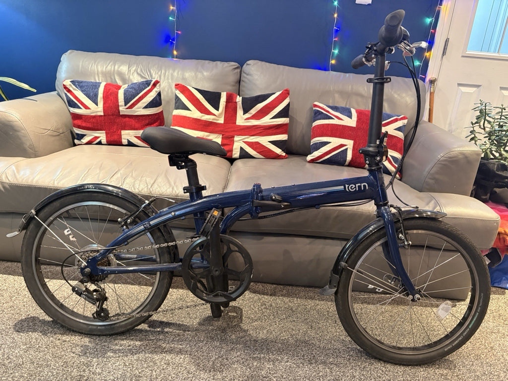 Tern Link B7 Folding Bike 20in Blue/Black Foldable Mudguards Kickstand V-Brake
