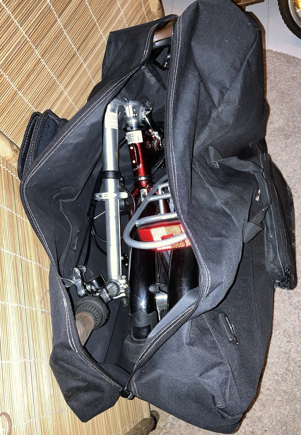 Bickerton junction 1707 folding bicycle, red, 7 gears, gel saddle and bag