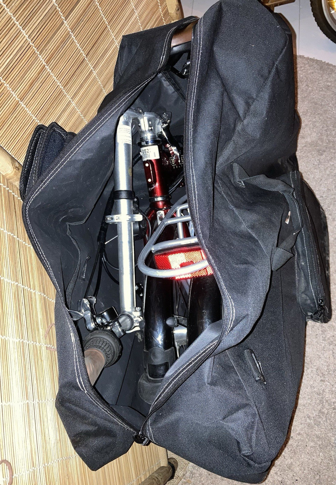 Bickerton junction 1707 folding bicycle, red, 7 gears, gel saddle and bag