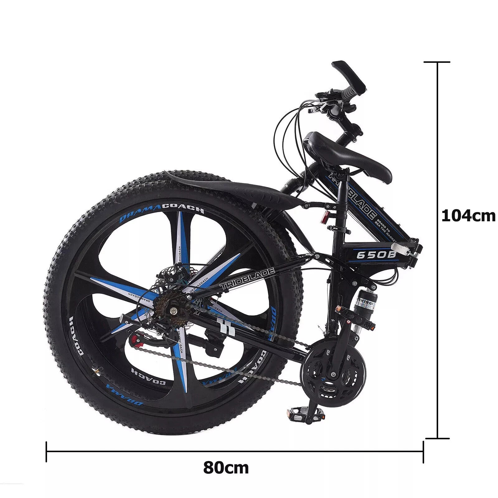 Folding Mountain Bike 26 Inch Wheel 21 Speed Full Suspension Bicycle