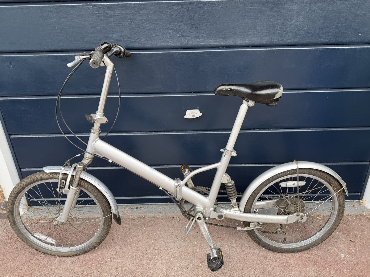 Vintage Silver Aluminium Folding Bike 6 Speed Grip Shifter
