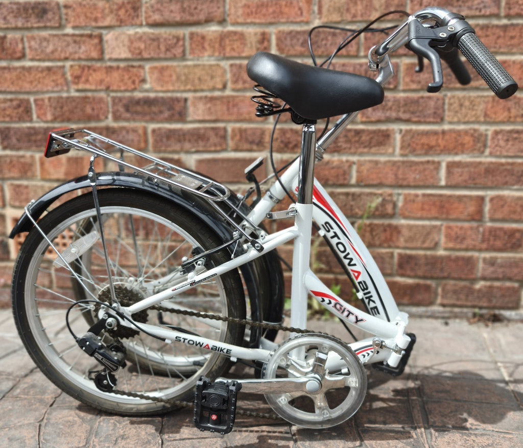 White Folding Bike Foldable City Bike for Adult Commute/Caravan/Camping Bicycle.