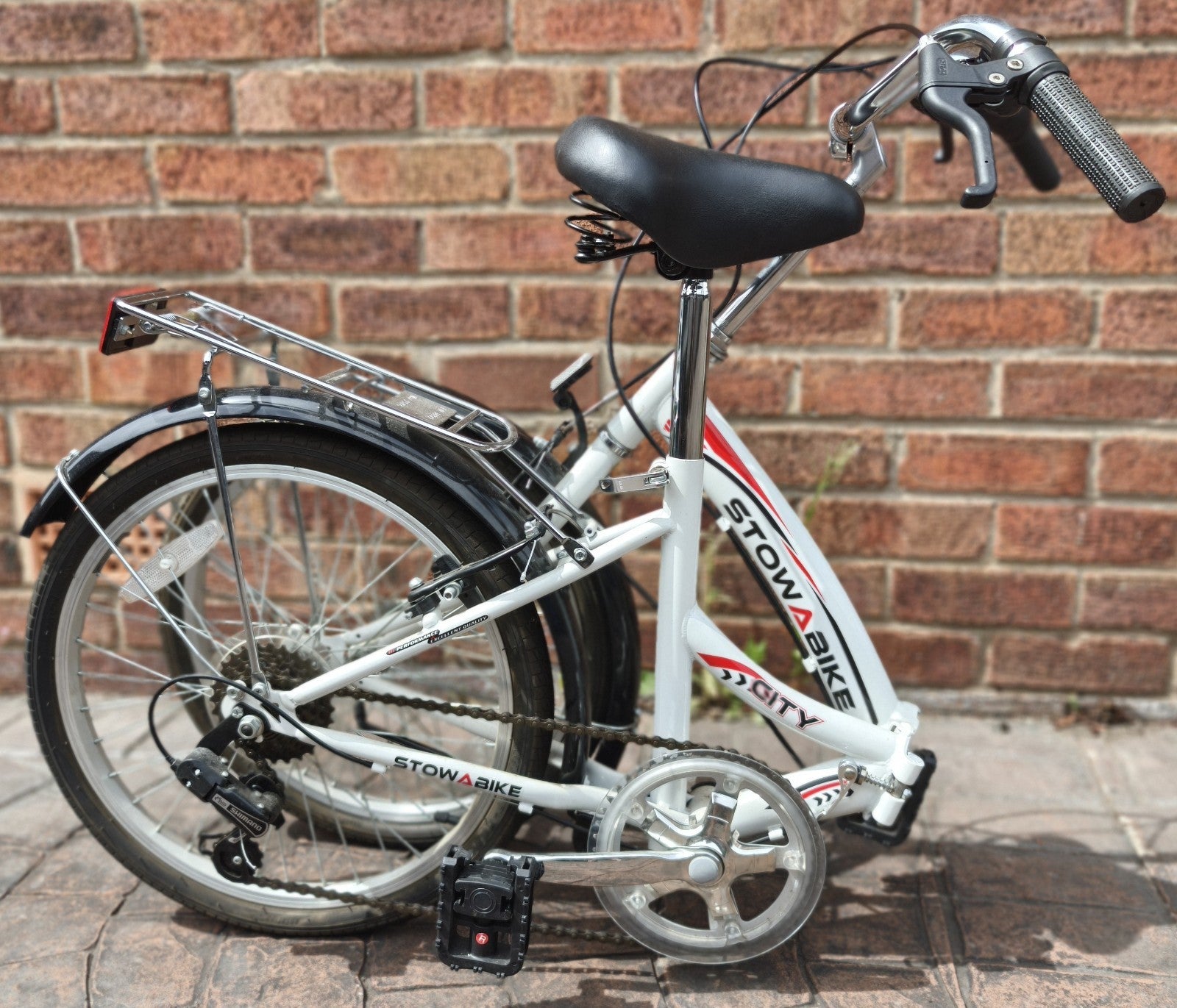 White Folding Bike Foldable City Bike for Adult Commute/Caravan/Camping Bicycle.