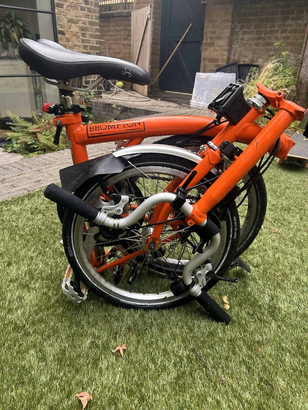 Brompton Orange 16in Folding Bike Hub Gears Mudguards Riser Bars Rim Brake