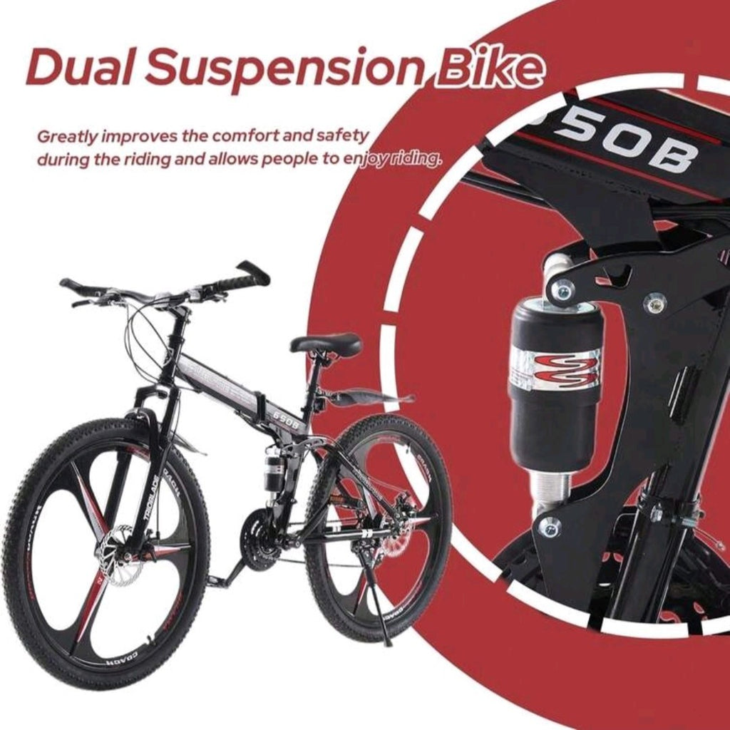 24"-27.5"Folding Mountain Bike 21Speed Full Suspension Bicycle For Men WomenGift
